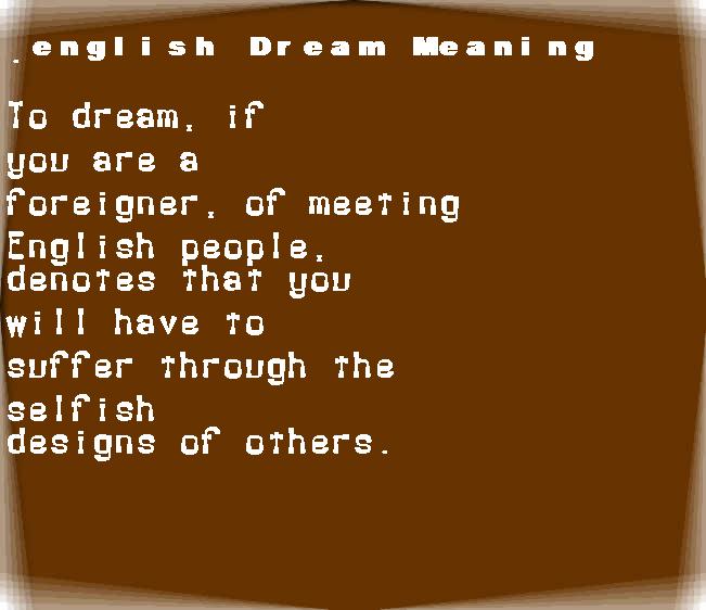  dream meanings english