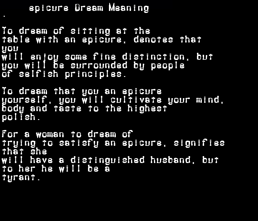  dream meanings epicure