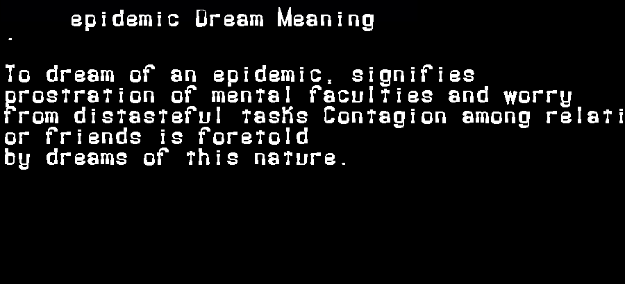  dream meanings epidemic