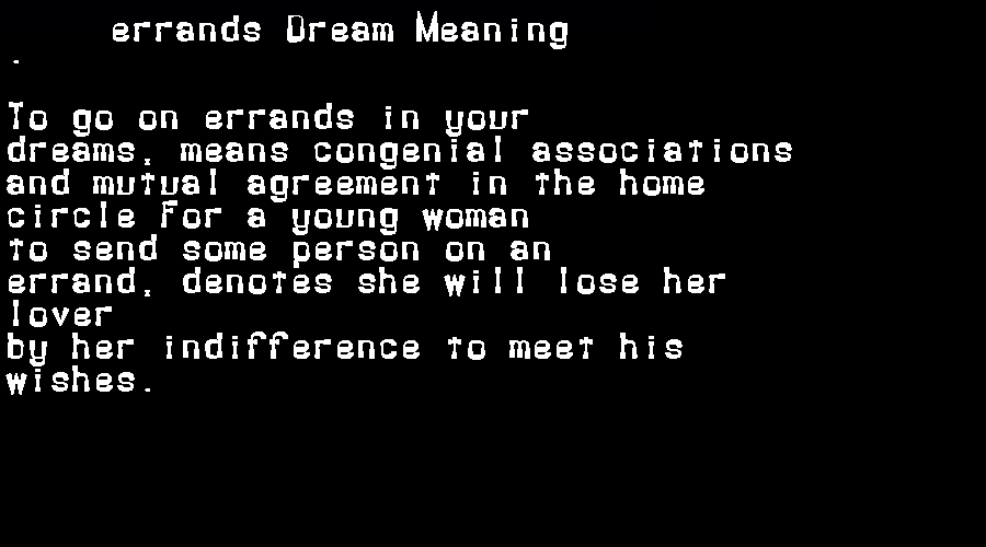  dream meanings errands