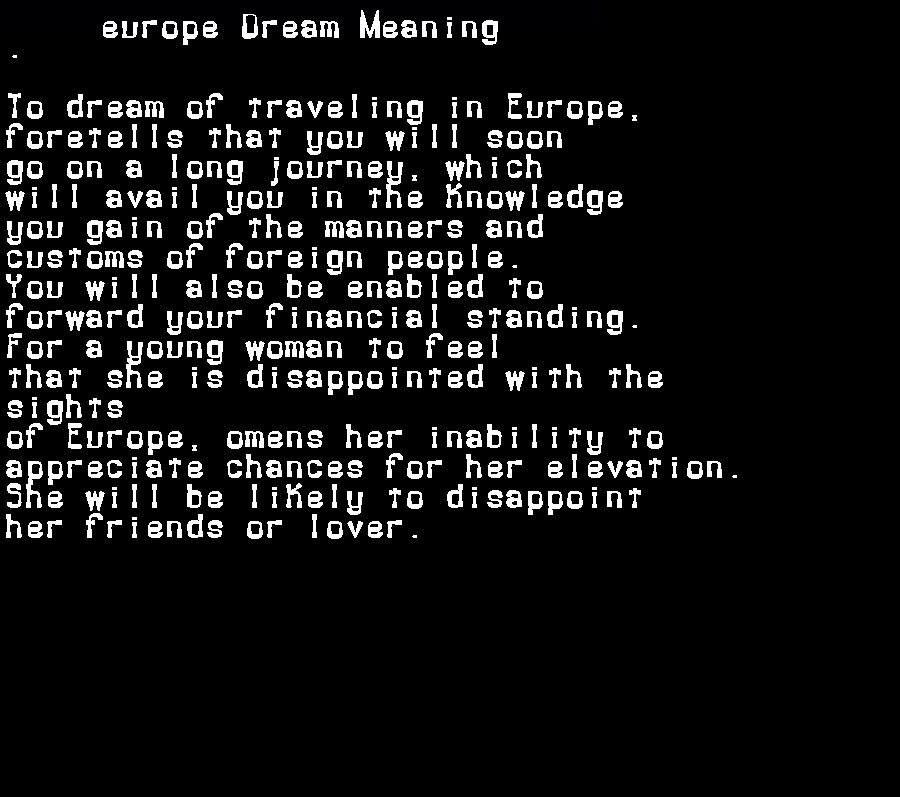  dream meanings europe