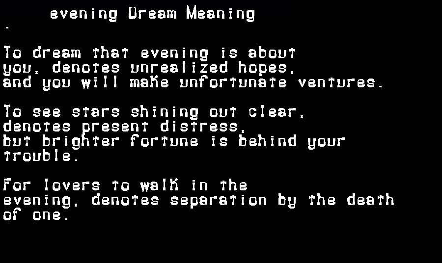  dream meanings evening