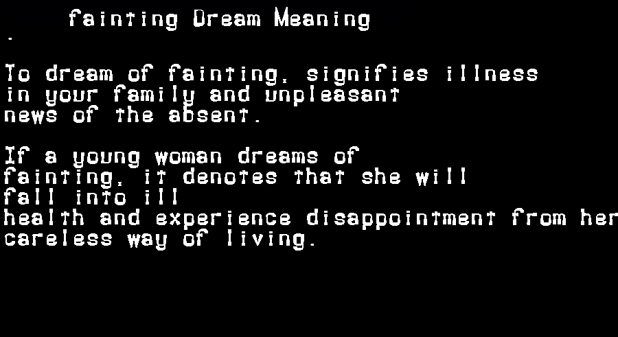  dream meanings fainting