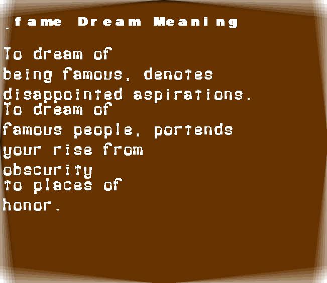  dream meanings fame