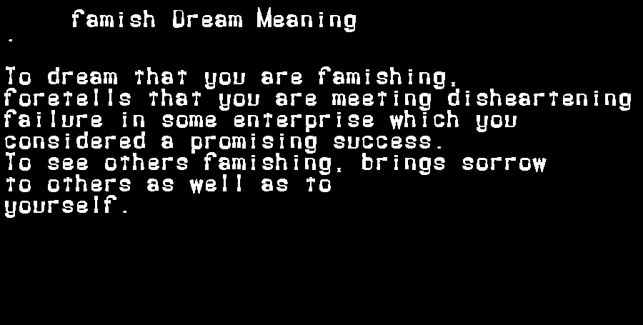  dream meanings famish
