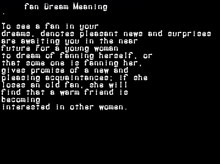  dream meanings fan