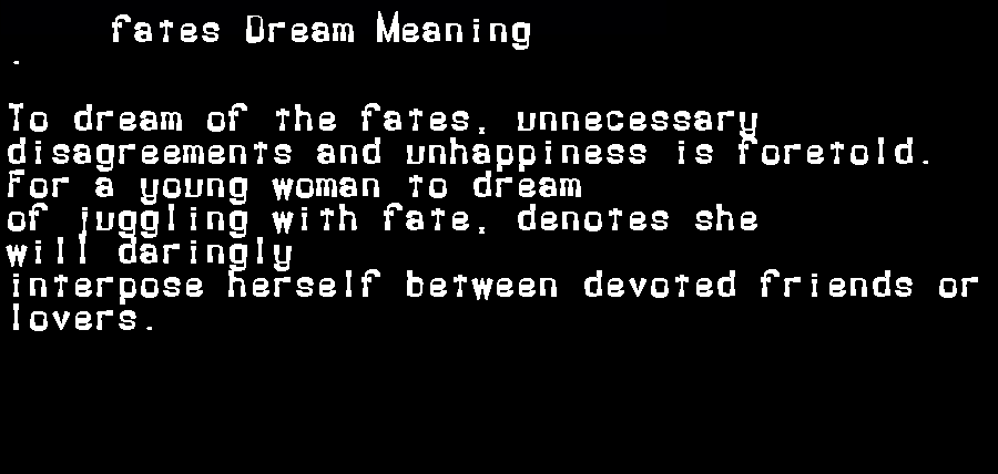  dream meanings fates