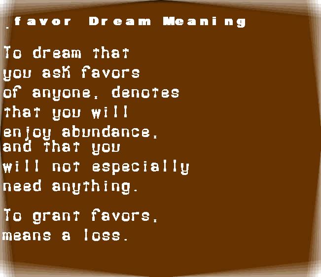  dream meanings favor