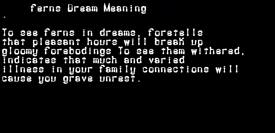  dream meanings ferns