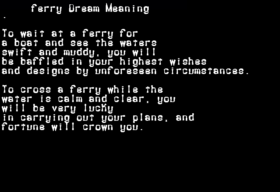  dream meanings ferry