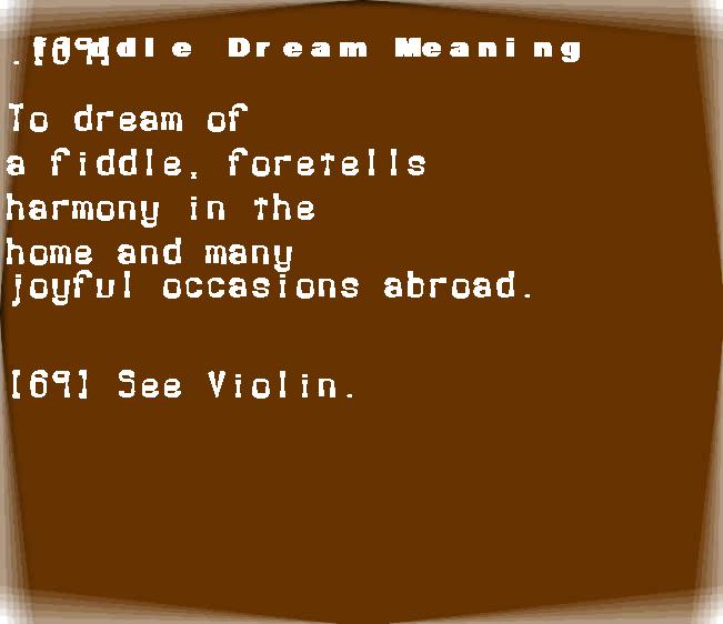  dream meanings fiddle