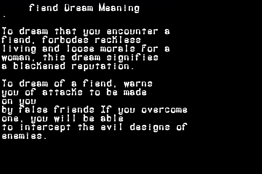  dream meanings fiend