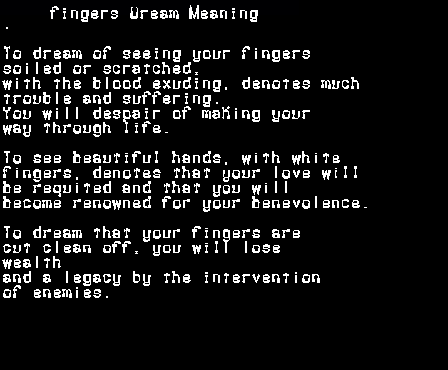  dream meanings fingers
