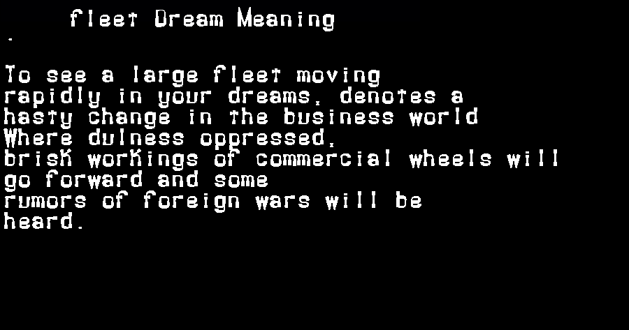  dream meanings fleet