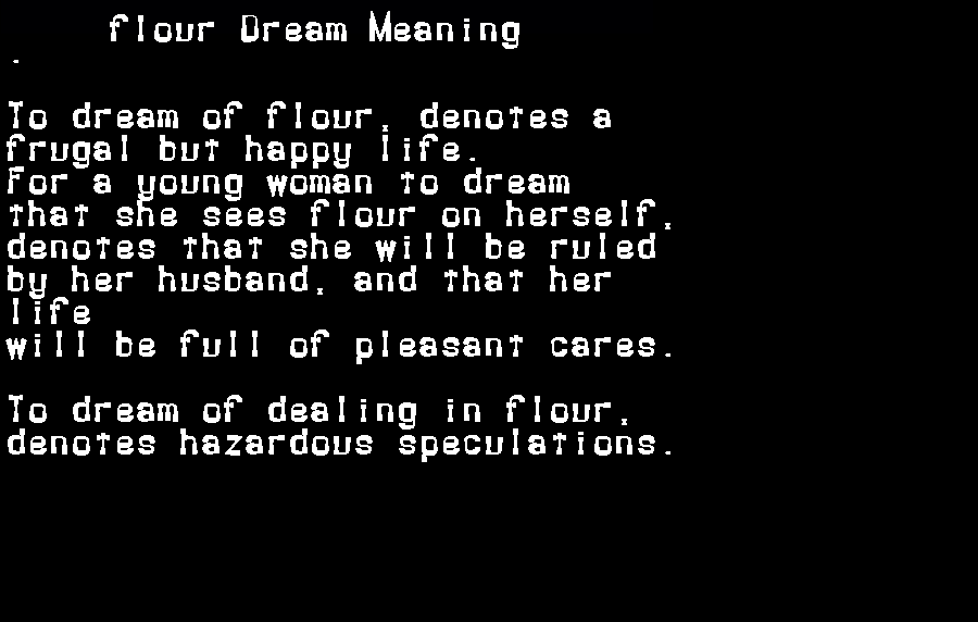  dream meanings flour