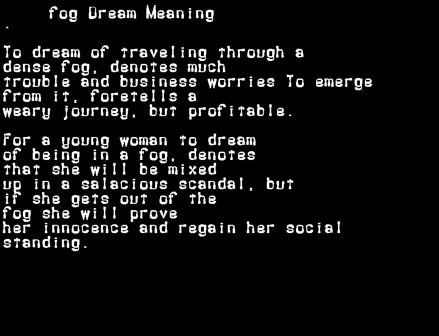  dream meanings fog