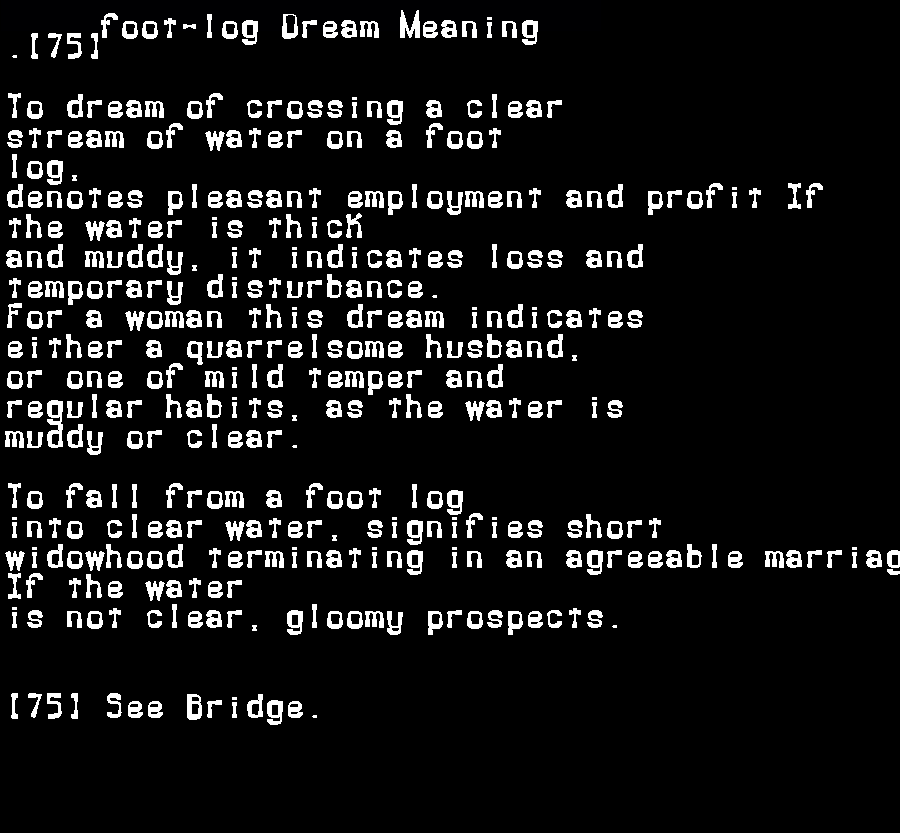  dream meanings foot-log