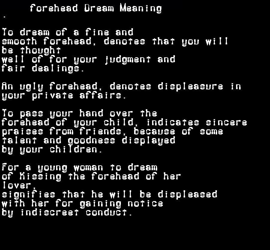  dream meanings forehead