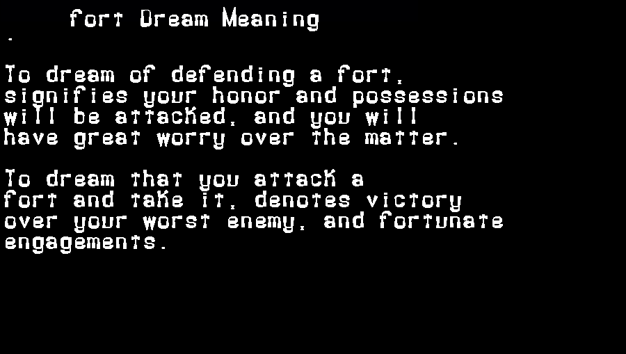  dream meanings fort