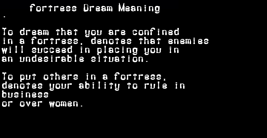  dream meanings fortress