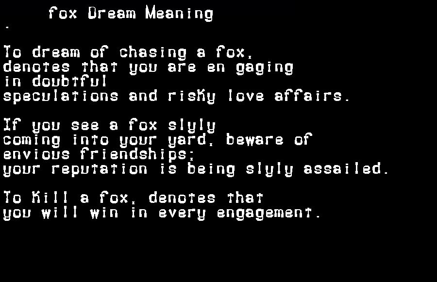  dream meanings fox