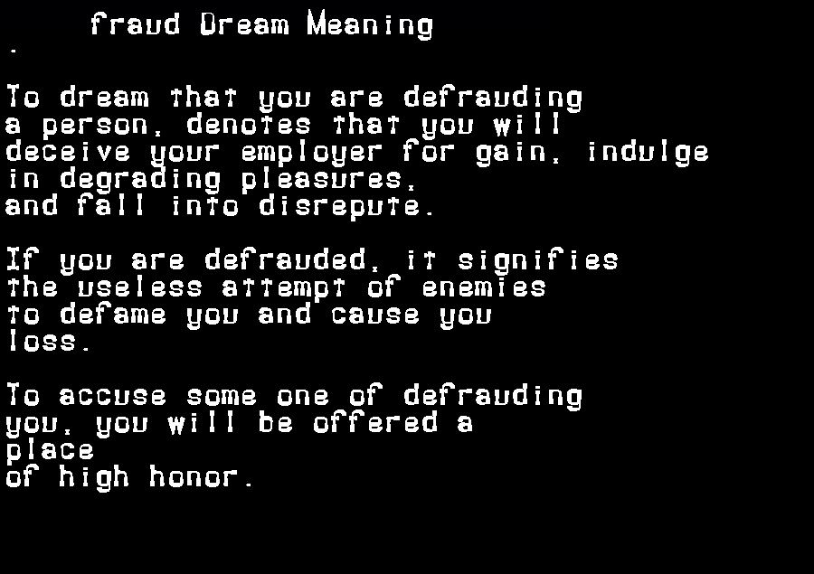  dream meanings fraud