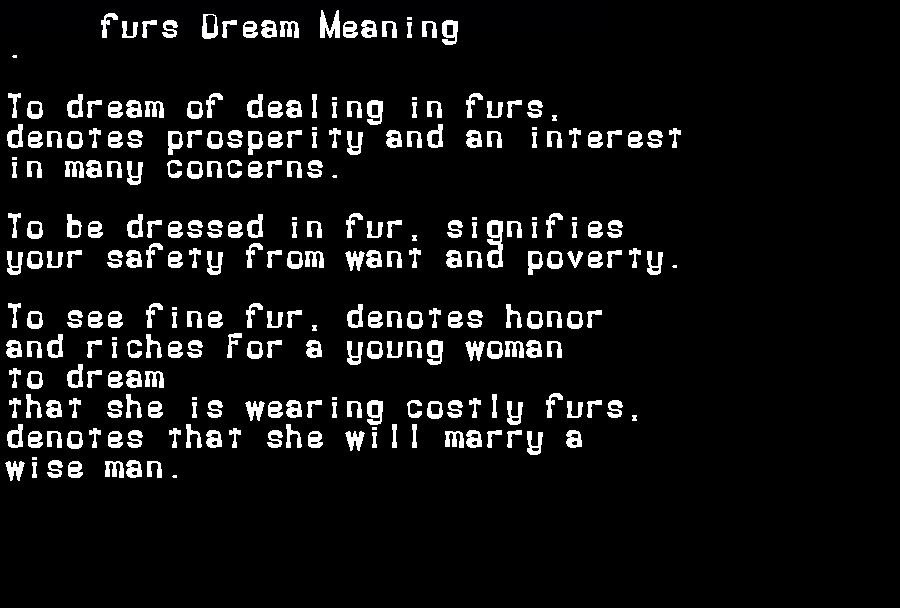  dream meanings furs