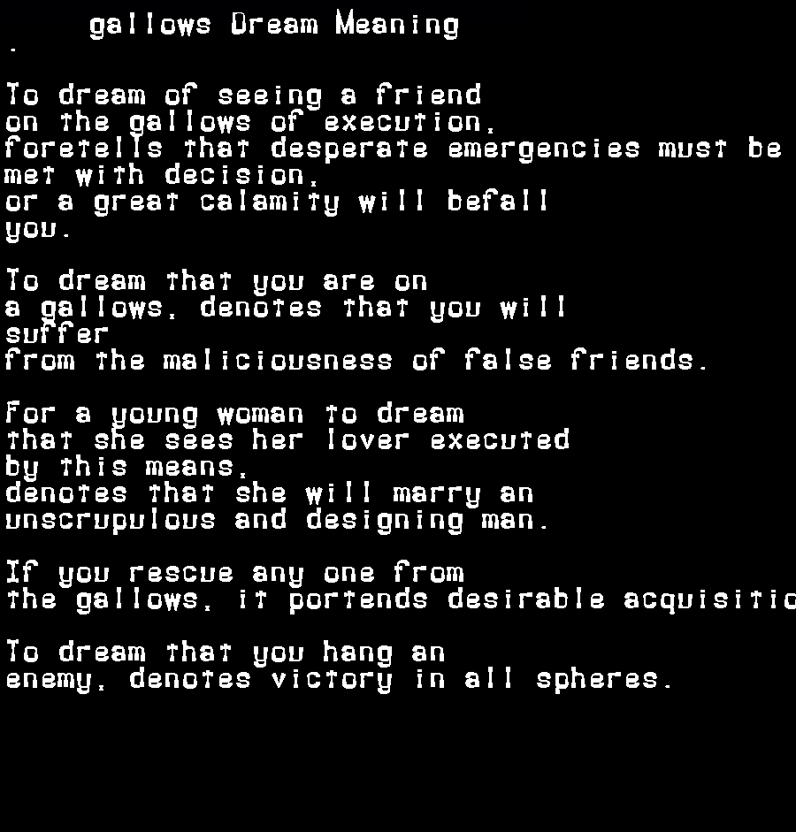  dream meanings gallows