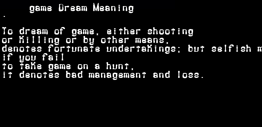  dream meanings game