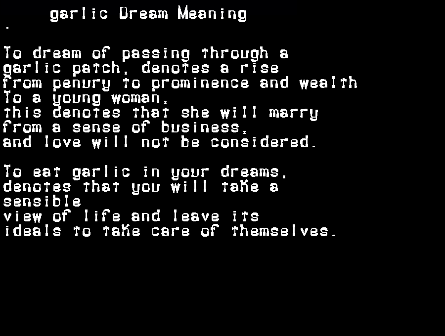  dream meanings garlic