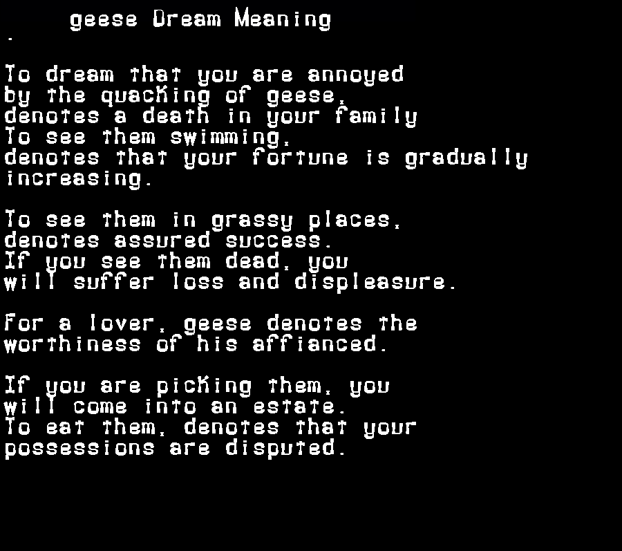  dream meanings geese