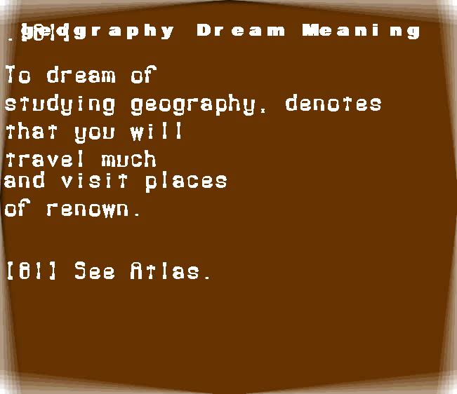  dream meanings geography