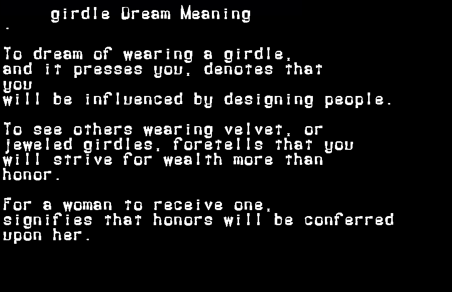  dream meanings girdle