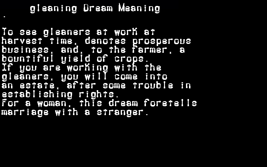  dream meanings gleaning