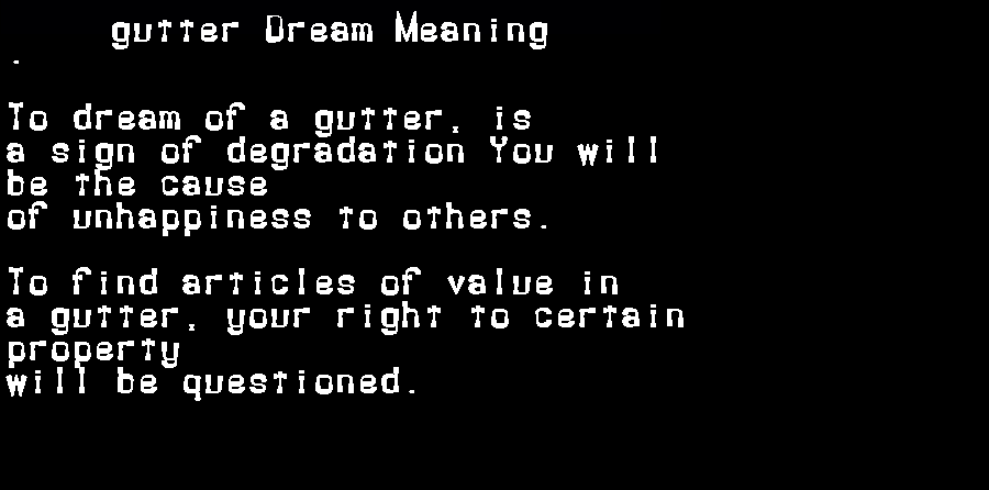  dream meanings gutter