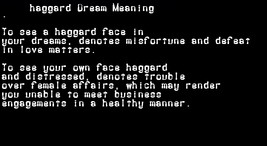  dream meanings haggard