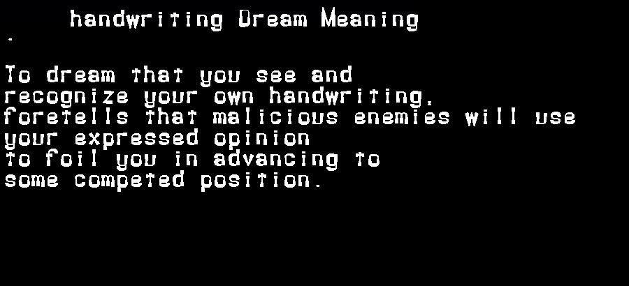  dream meanings handwriting