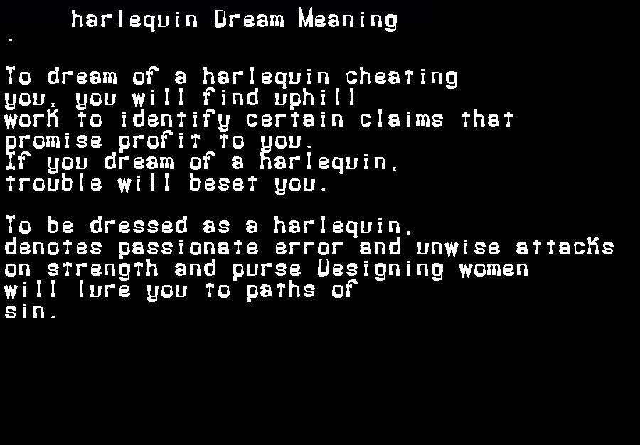  dream meanings harlequin