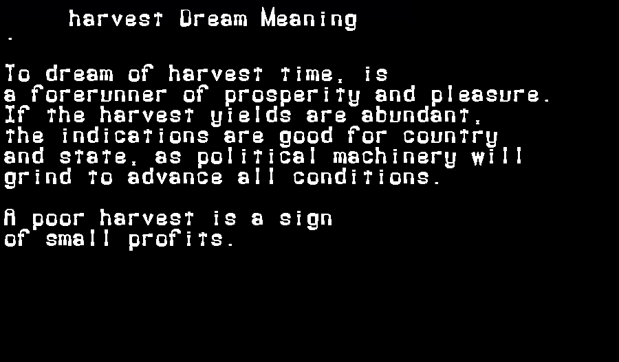  dream meanings harvest