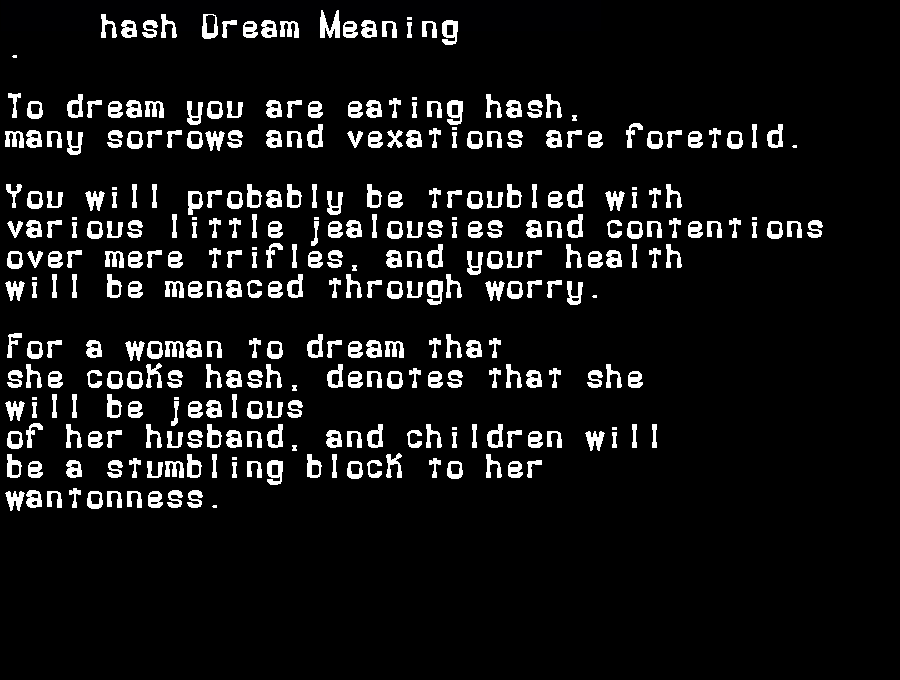  dream meanings hash