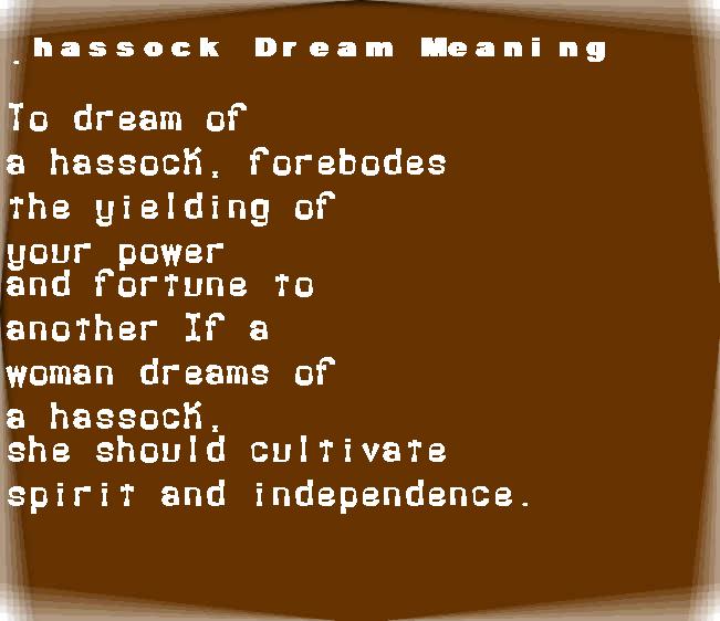  dream meanings hassock