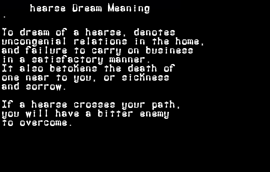  dream meanings hearse