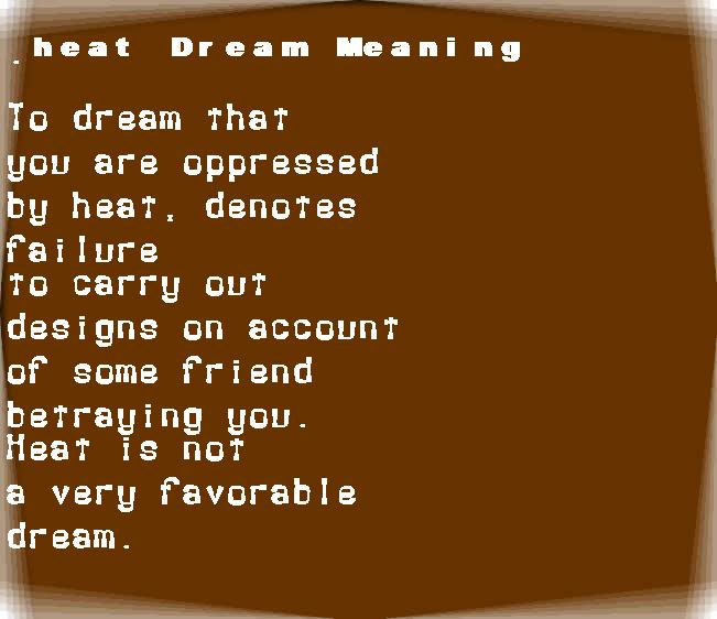  dream meanings heat