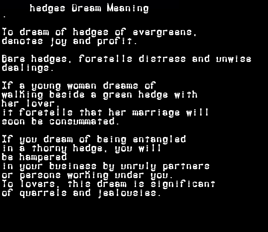  dream meanings hedges