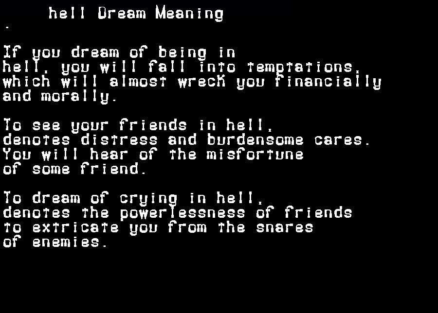  dream meanings hell