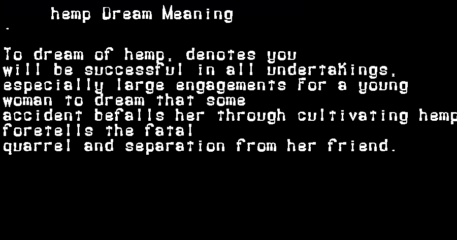  dream meanings hemp