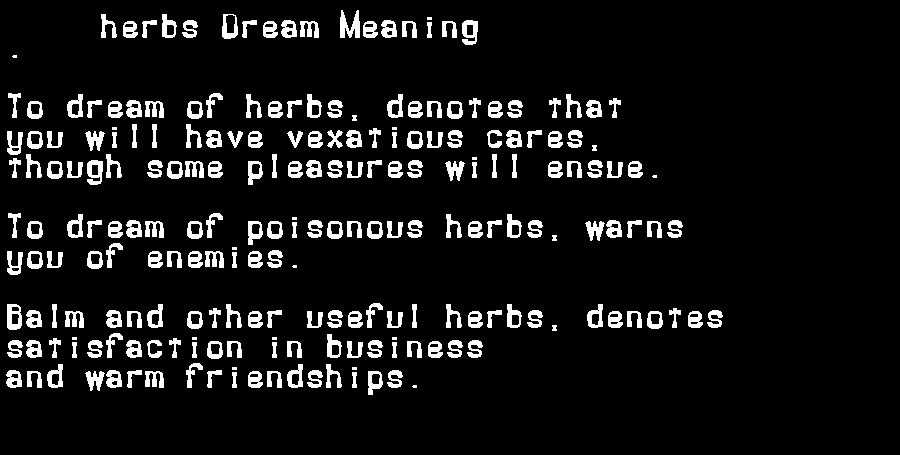  dream meanings herbs