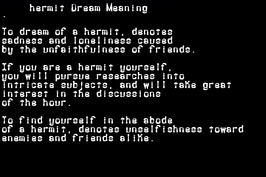  dream meanings hermit