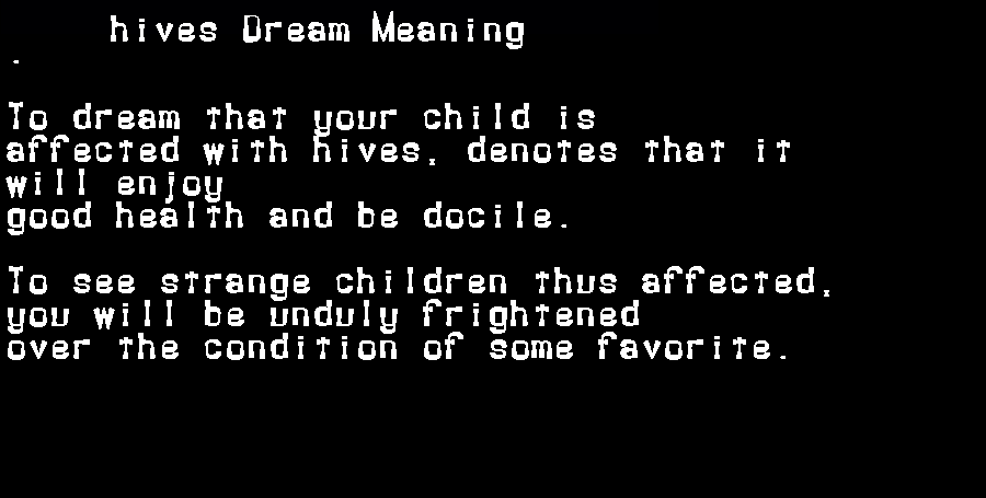  dream meanings hives