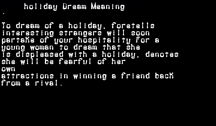  dream meanings holiday